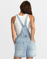 RVCA SUCCESSION SHORT DENIM OVERALLS - BIN