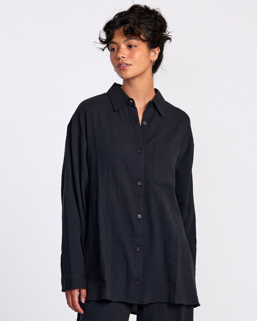 RVCA GIMMIE BEACH COVERUP SHIRT DRESS - RVB