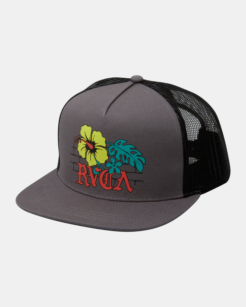 RVCA FLORAL PARK TRUCKER HAT - DGY