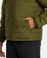 RVCA REVERSIBLE PUFFER JACKET - OLV