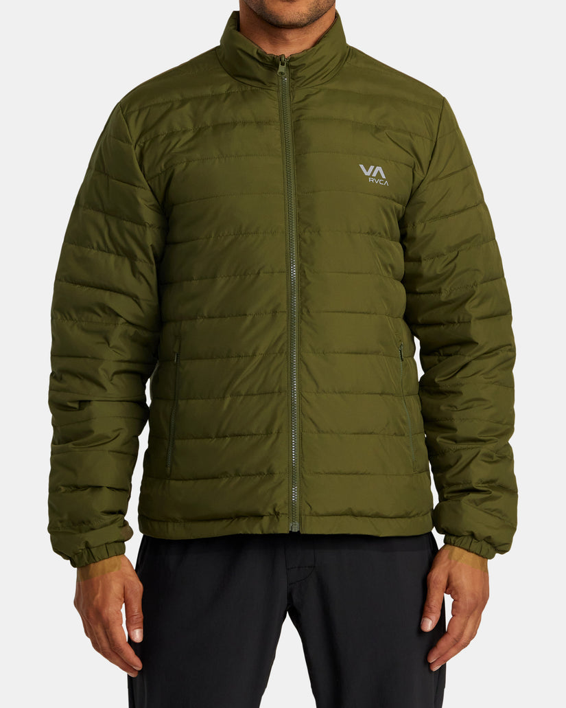 RVCA REVERSIBLE PUFFER JACKET OLV