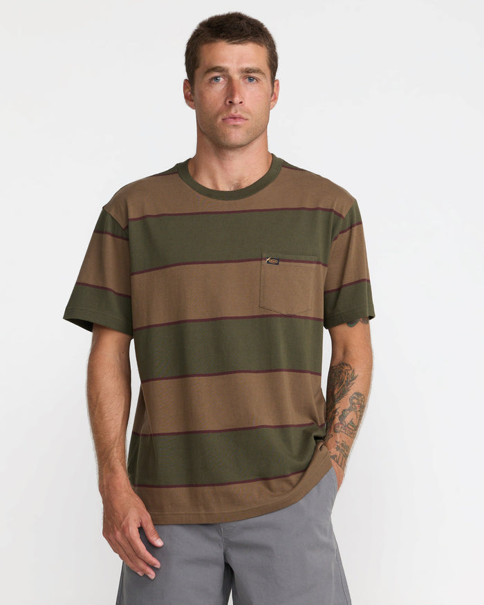 RVCA DAYSHIFT STRIPE SHORT SLEEVE TEE - FAT