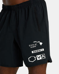 RVCA HAWAII ALL BRAND YOGGER STRETCH 17" SHORTS - BLK