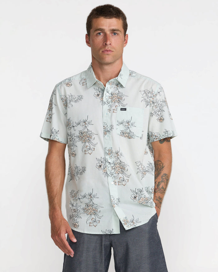 RVCA BOTANICAL SHORT SLEEVE SHIRT - GRT