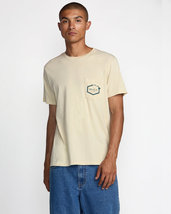 RVCA HAWAII ISLAND HEX POCKET TEE - CER