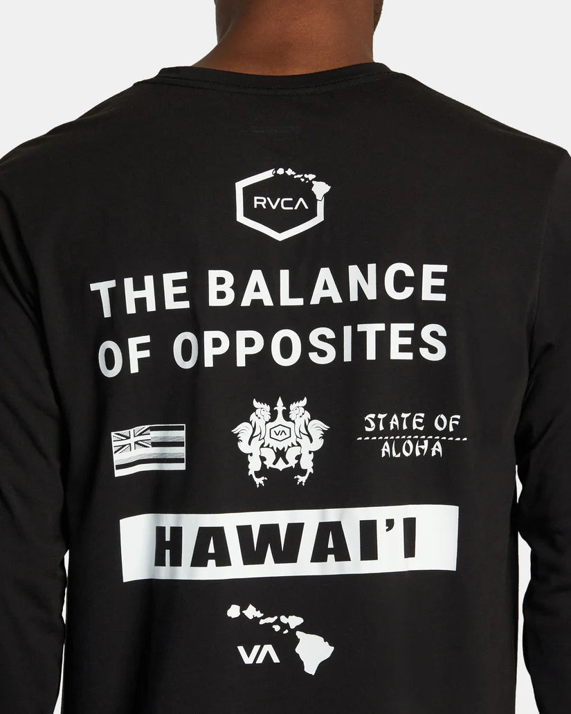 RVCA HAWAII ALL BRAND SPORT TECH LONG SLEEVE T-SHIRT - BLK