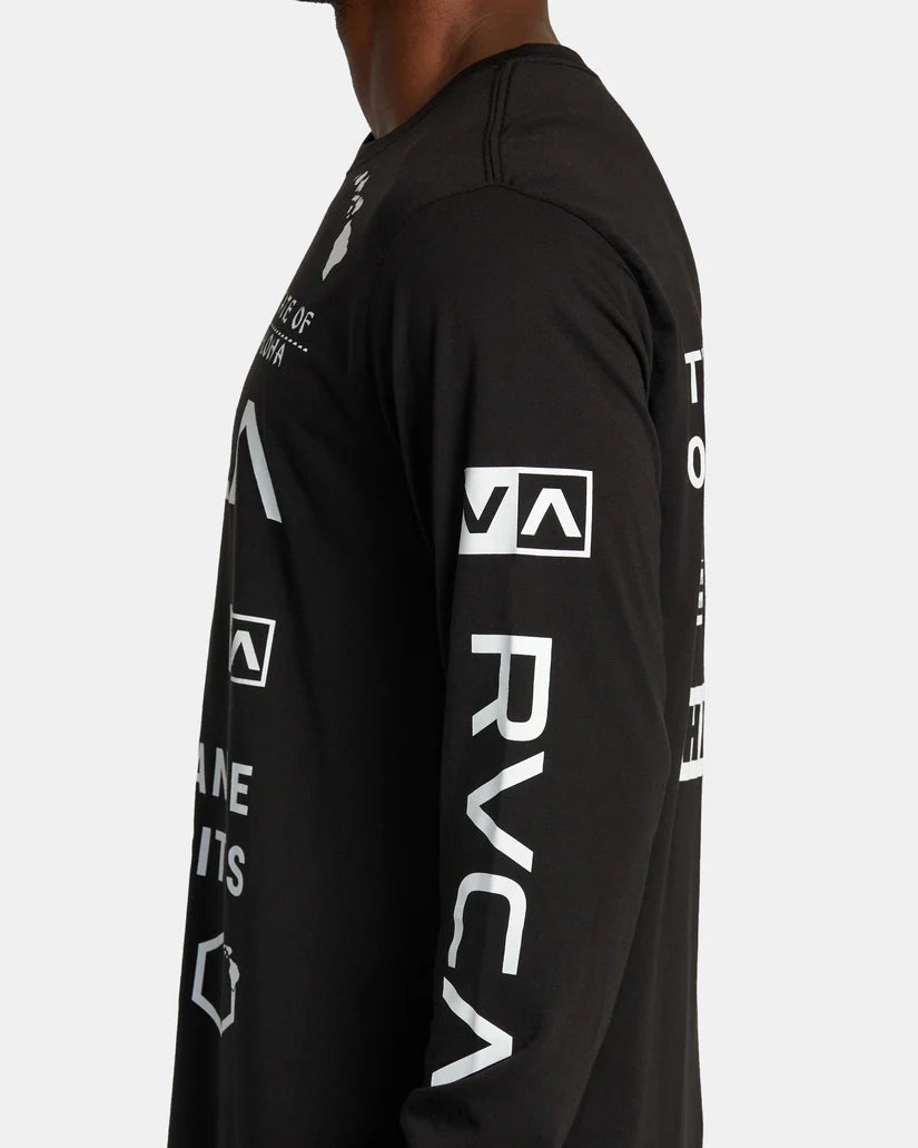 RVCA HAWAII ALL BRAND SPORT TECH LONG SLEEVE T-SHIRT - BLK