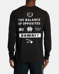 RVCA HAWAII ALL BRAND SPORT TECH LONG SLEEVE T-SHIRT - BLK