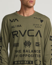 RVCA HAWAII ALL BRAND SPORT TECH LONG SLEEVE T-SHIRT - OLV