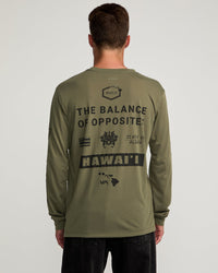 RVCA HAWAII ALL BRAND SPORT TECH LONG SLEEVE T-SHIRT - OLV