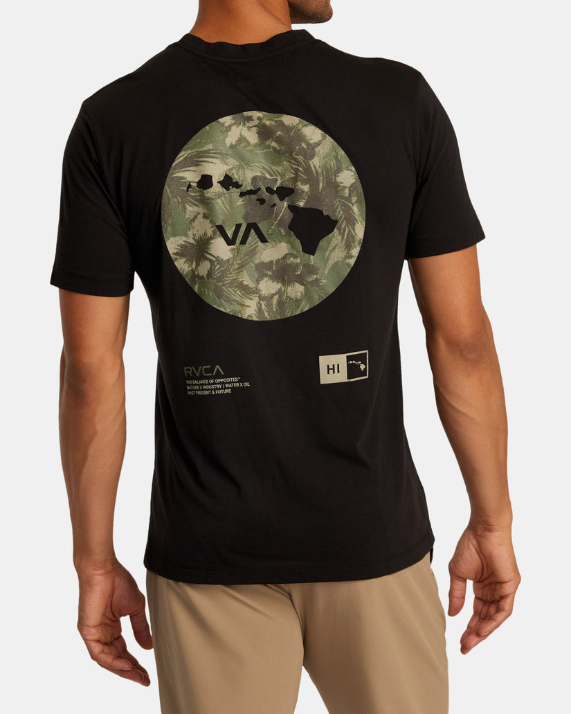 RVCA HAWAII BAR TREE CAMO SHORT SLEEVE - BLK