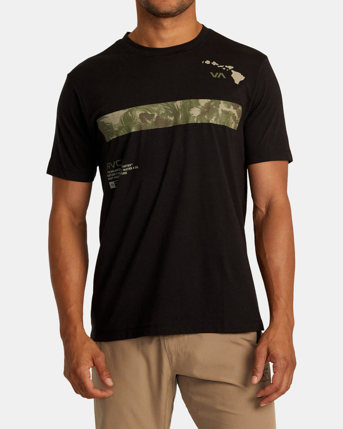 RVCA HAWAII BAR TREE CAMO SHORT SLEEVE - BLK