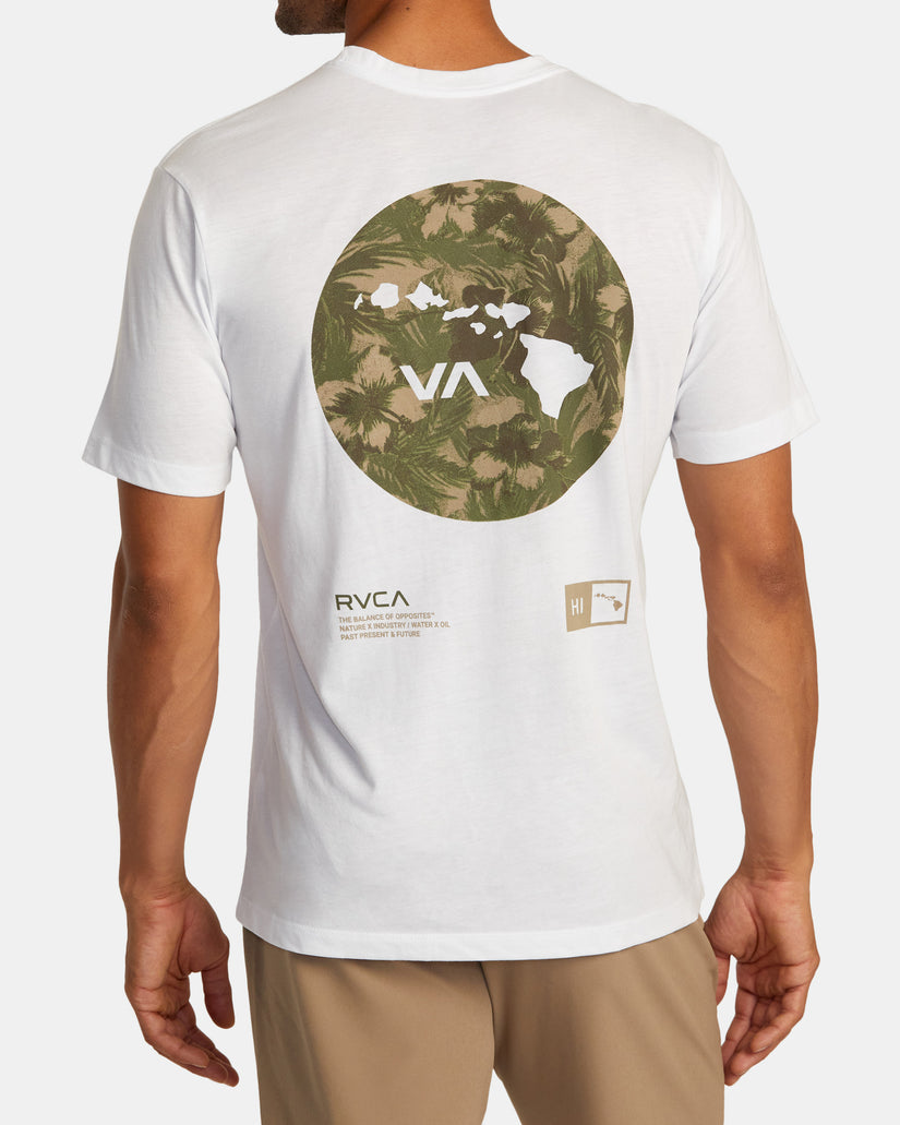 RVCA HAWAII BAR TREE CAMO SHORT SLEEVE - WHT