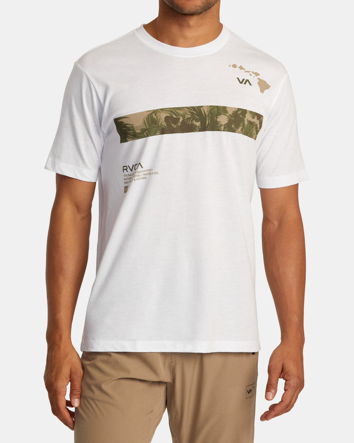 RVCA HAWAII BAR TREE CAMO SHORT SLEEVE - WHT