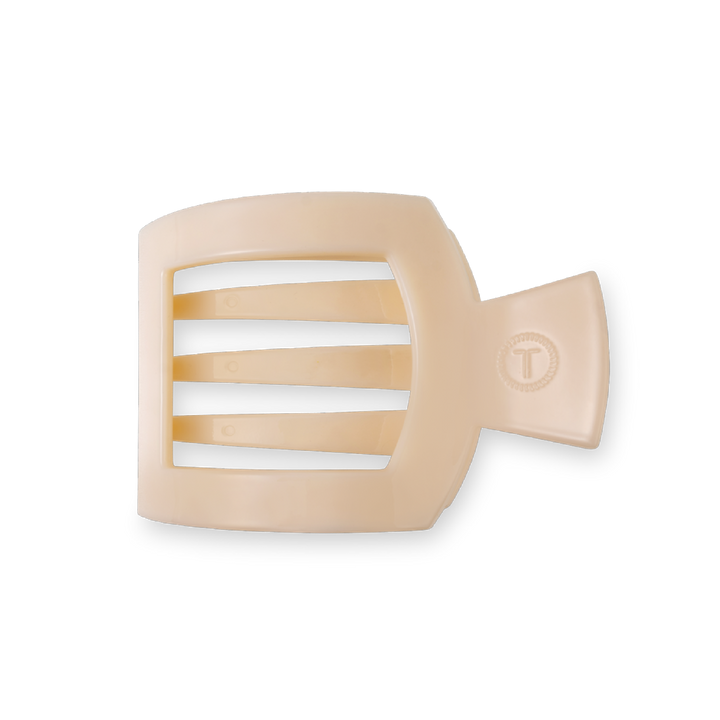 TELETIES MEDIUM FLAT SQUARE CLIP - ALMOND BEIGE