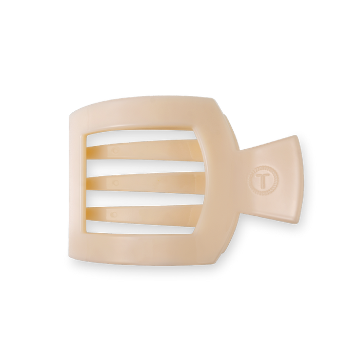 TELETIES MEDIUM FLAT SQUARE CLIP - ALMOND BEIGE