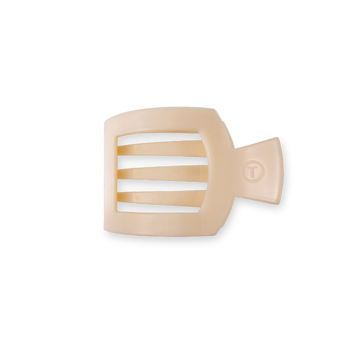 TELETIES SMALL FLAT SQUARE CLIP - ALMOND BEIGE