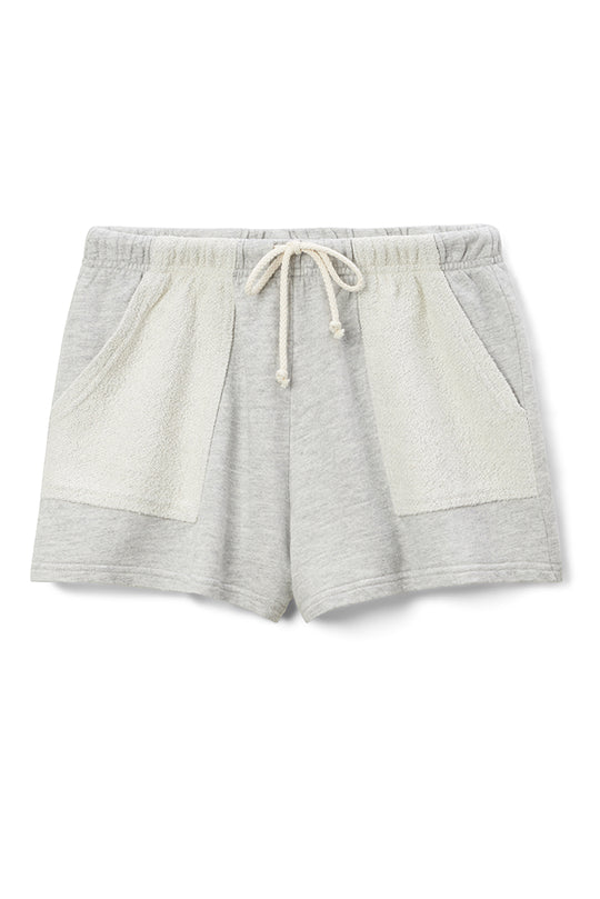 PERFECT WHITE TEE LOU REVERSE POCKET FRENCH TERRY SHORT - HEATHER GREY