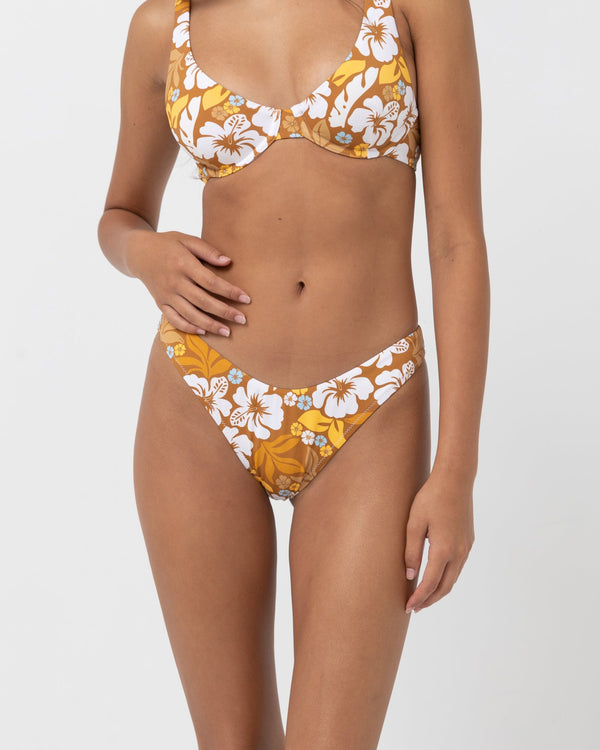 RHYTHM PACIFIC FLORAL HI CUT PANT - GOLDEN