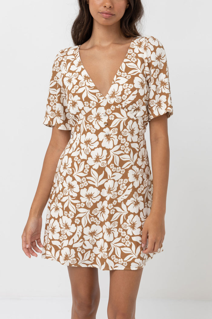 RHYTHM PACIFIC MINI DRESS - GOLDEN