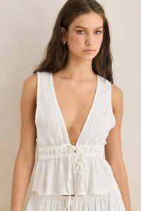 RHYTHM KEIKI PLUNGE TOP - CREAM