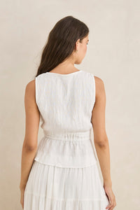 RHYTHM KEIKI PLUNGE TOP - CREAM