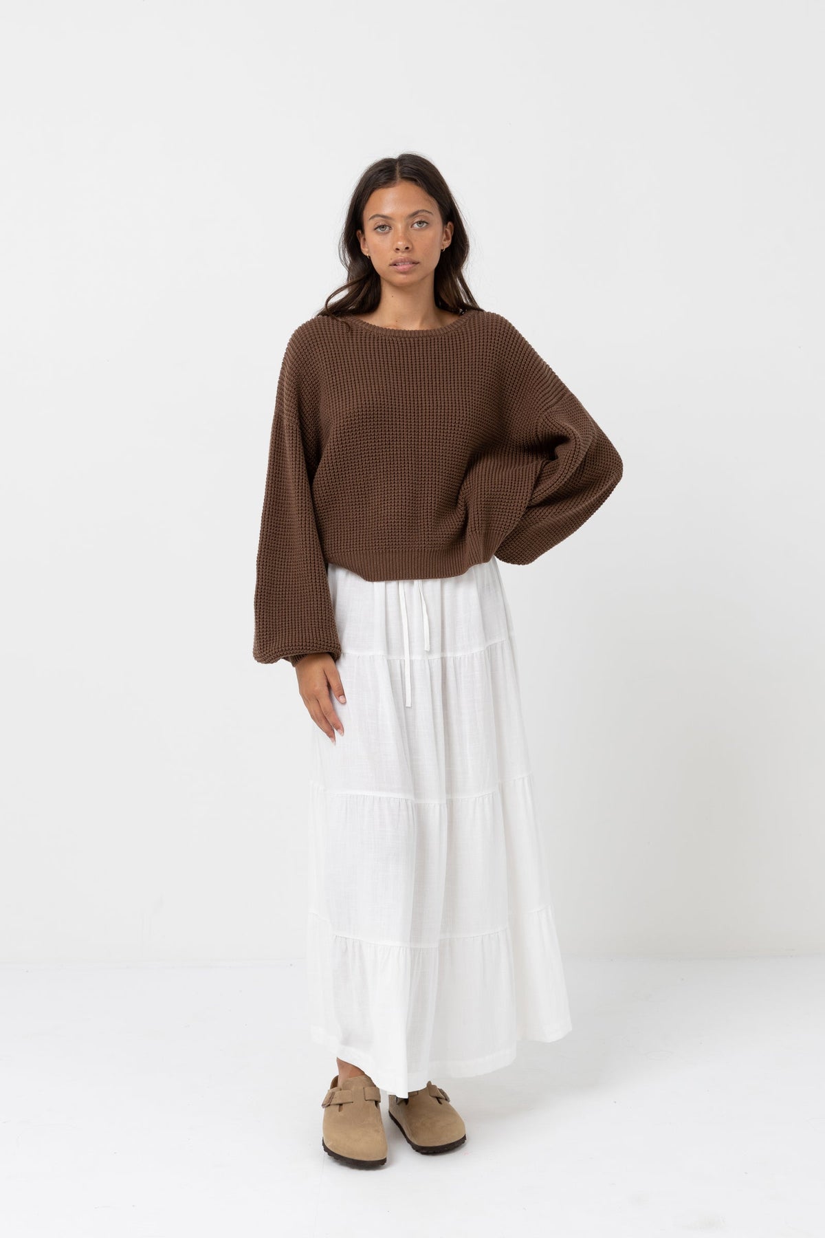 RHYTHM CLASSIC KNIT JUMPER - CHOCOLATE