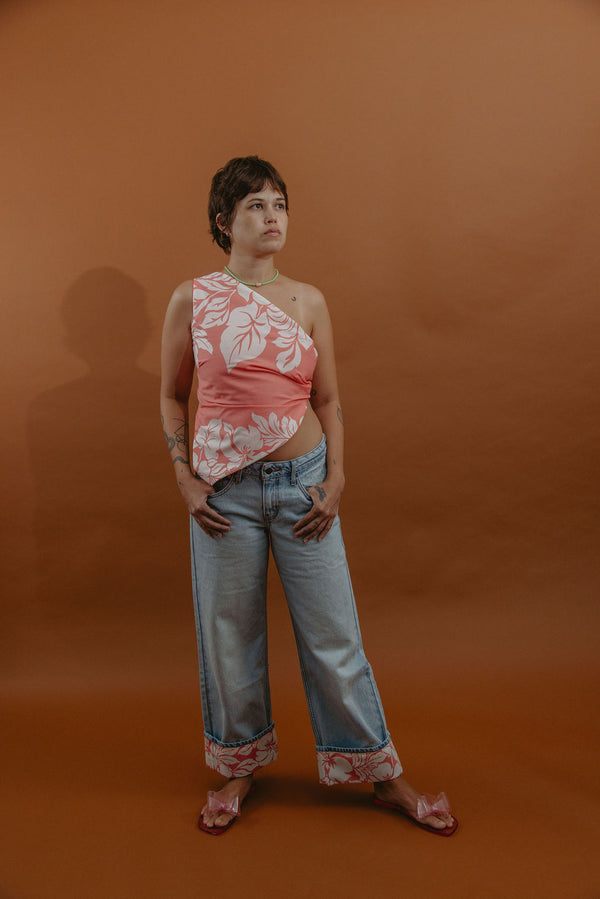 HUNNEH GIRL TANK Waiahole Factory Country Store × Work It Out - PINK