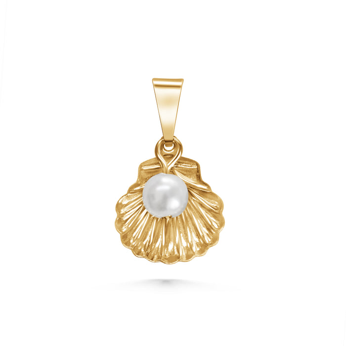 SUNDAY JEWELS GOLD CLAMSHELL PEARL CHARM