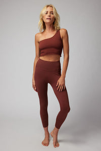 SPIRITUAL GANGSTER LUNA ONE SHOULDER CROP TANK - WASHED BURGUNDY