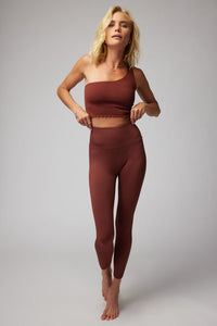 SPIRITUAL GANGSTER LUNA ONE SHOULDER CROP TANK - WASHED BURGUNDY