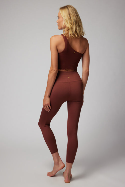 SPIRITUAL GANGSTER LUNA ONE SHOULDER CROP TANK - WASHED BURGUNDY