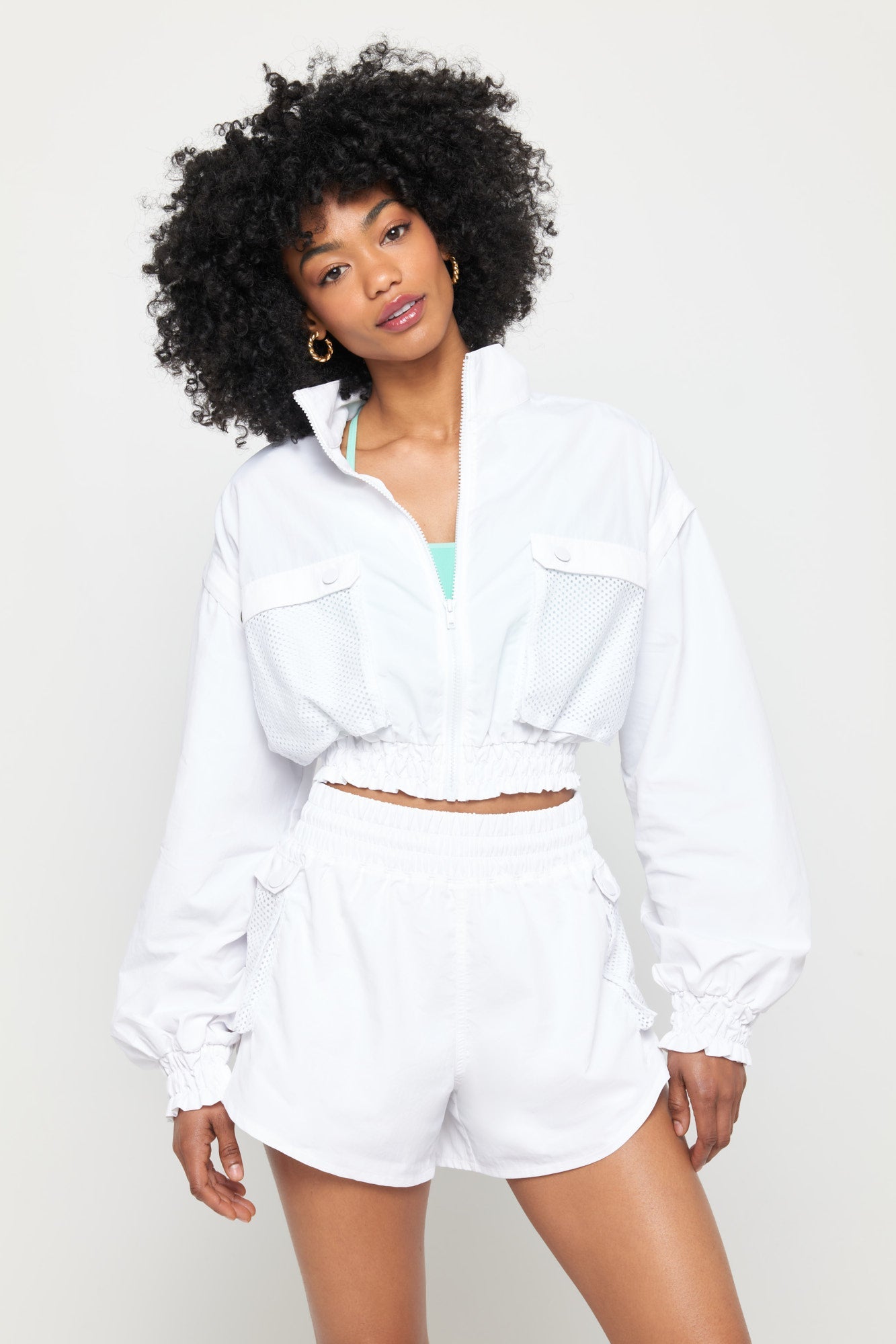 SPIRITUAL GANGSTER BRIDGETT CROP ZIP JACKET - BRIGHT WHITE SPIRITUAL GANGSTER BRIDGETT CROP ZIP JACKET - BRIGHT WHITE