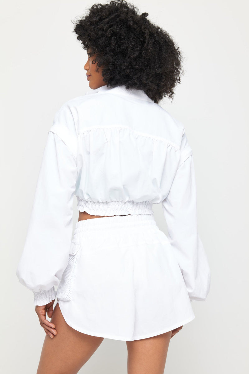 SPIRITUAL GANGSTER BRIDGETT CROP ZIP JACKET - BRIGHT WHITE