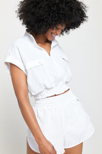 SPIRITUAL GANGSTER BRIDGETT CROP ZIP JACKET - BRIGHT WHITE