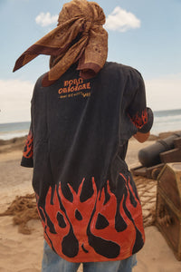 SABBI THE VERY OVERSIZED FLAMING COWBOY TEE - BLACK