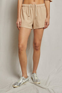 PERFECT WHITE TEE ADIA SUPIMA COTTON SHORTS - SAND DUNE B63