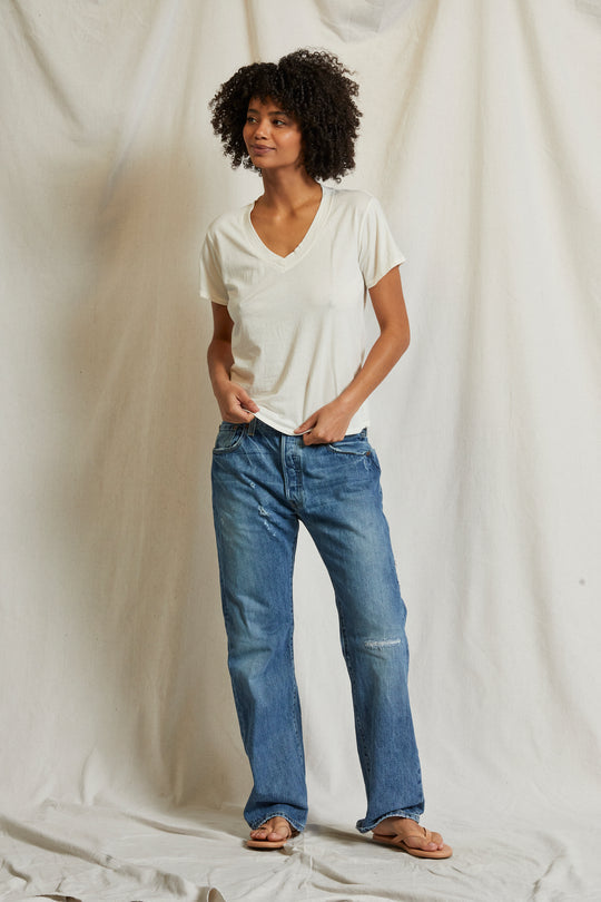 PERFECT WHTE TEE HENDRIX BASIC V - BRIGHT IVORY T69
