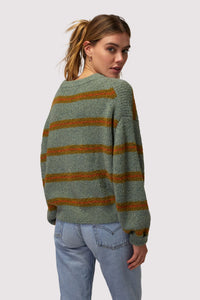 SPIRITUAL GANGSTER STRIPE BLAKE CREW NECK SWEATER - MARL STRIPE