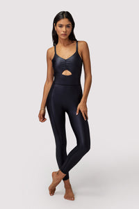 SPIRITUAL GANGSTER WET LOOK JUMPSUIT - BLACK