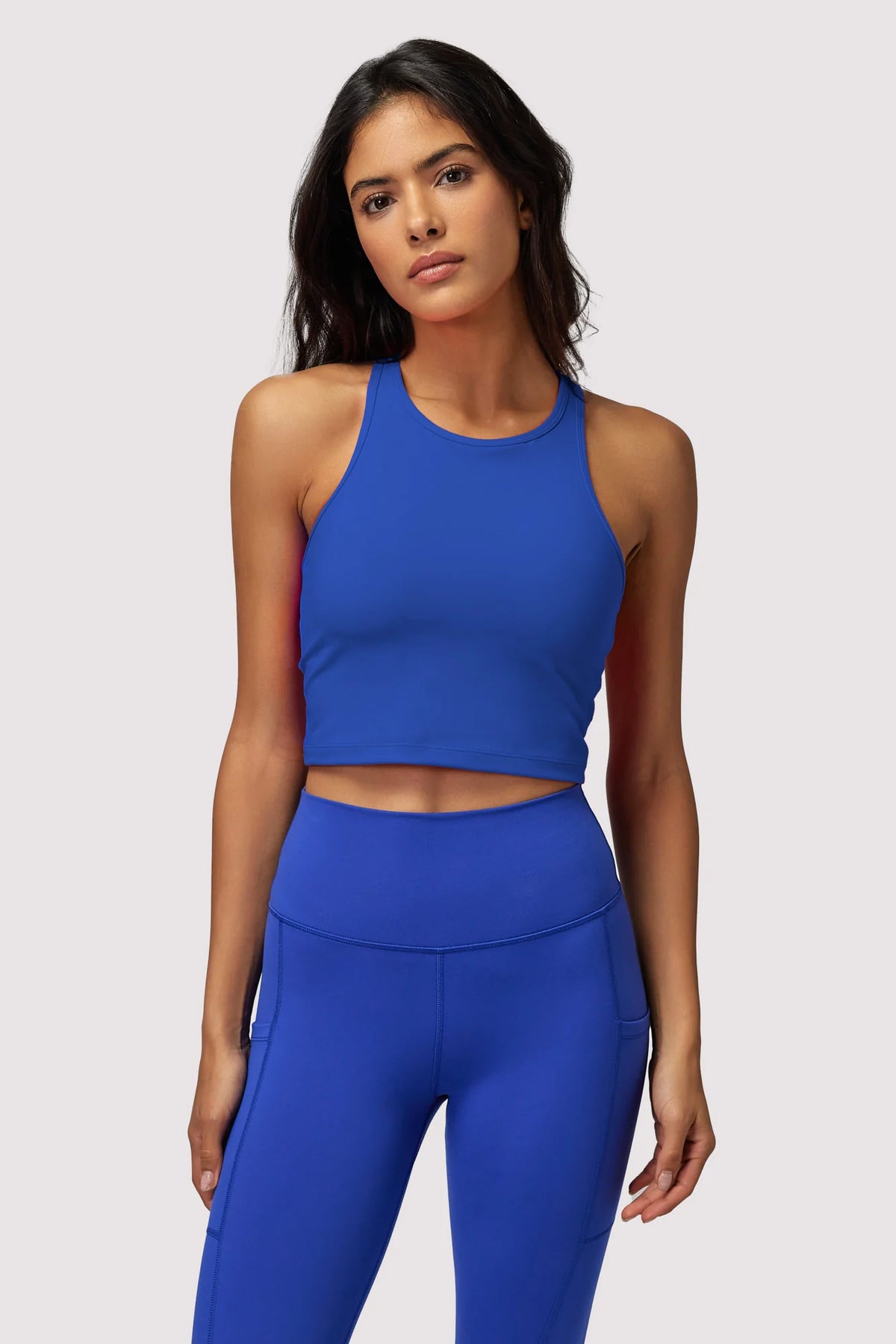 SPIRITUAL GANGSTER RACER BACK CROP TANK - ELECTRIC COBALT