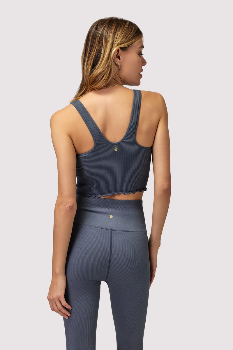 SPIRITUAL GANGSTER AMOR SEAMLESS CROP TANK - SLATE