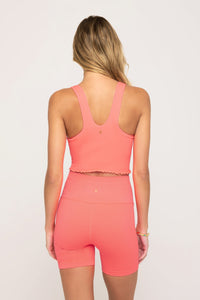 SPIRITUAL GANGSTER AMOR CROP TANK - NEON CORAL