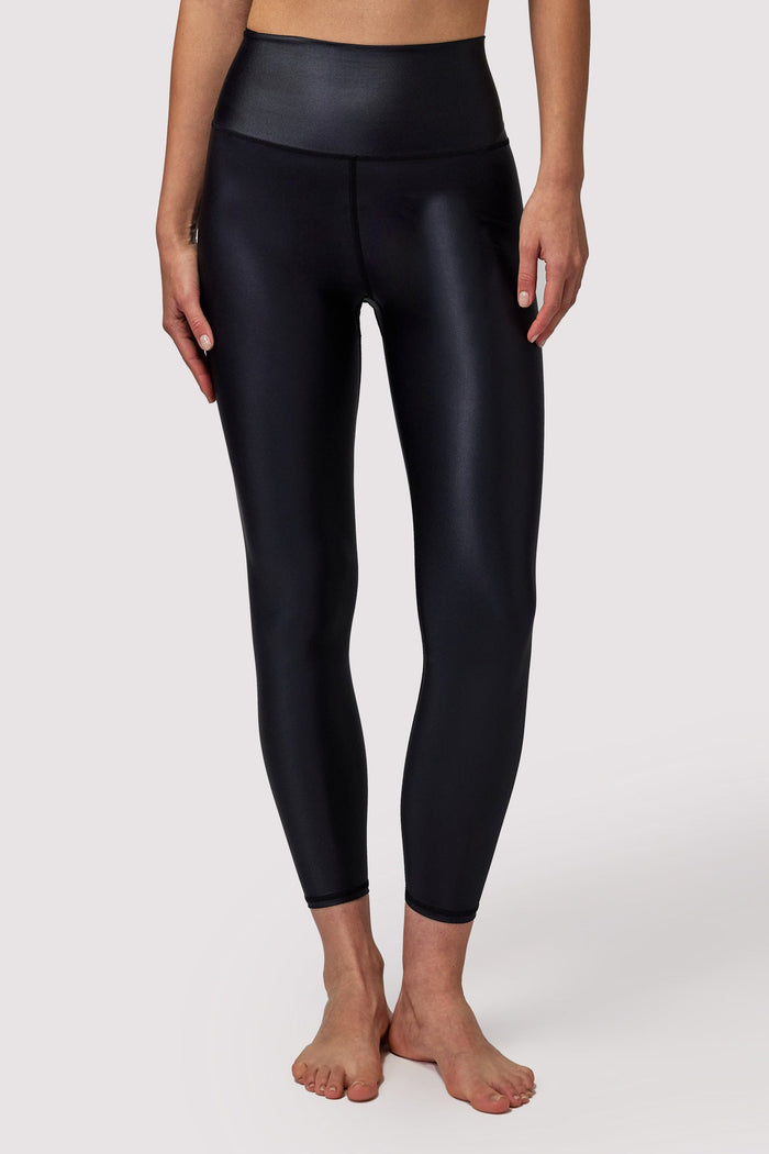 SPIRITUAL GANGSTER ADA WET LOOK HW 7/8 LEGGINGS - BLACK