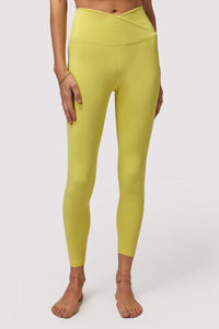 SPIRITUAL GANGSTER LOVE WRAP FRONT SEAMLESS LEGGINGS - CHARTEUSE