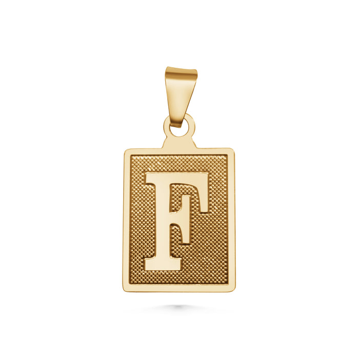 SUNDAY JEWELS RECTANGLE INITIAL CHARM - F