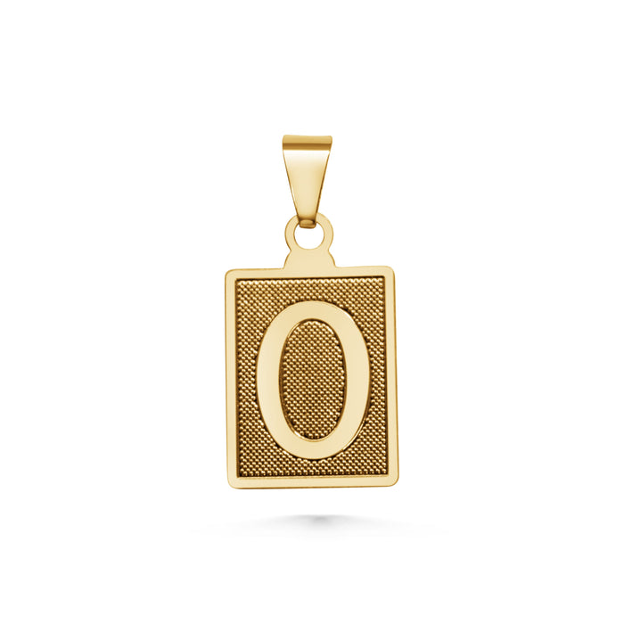 SUNDAY JEWELS RECTANGLE INITIAL CHARM - O