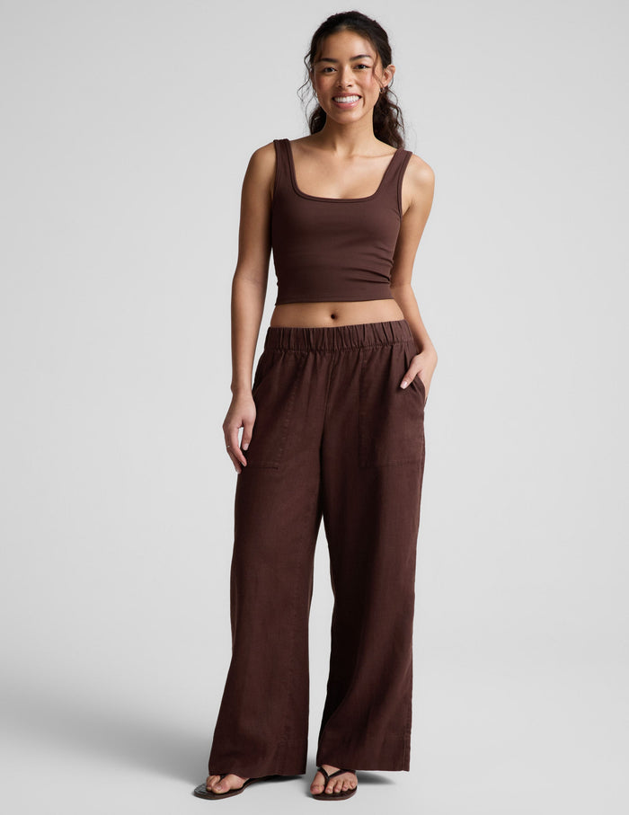 BEYOND YOGA WIDE LEG SOFTWASH LINEN EASY PANT 31" - ICED MOCHA