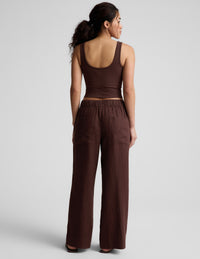 BEYOND YOGA WIDE LEG SOFTWASH LINEN EASY PANT 31" - ICED MOCHA