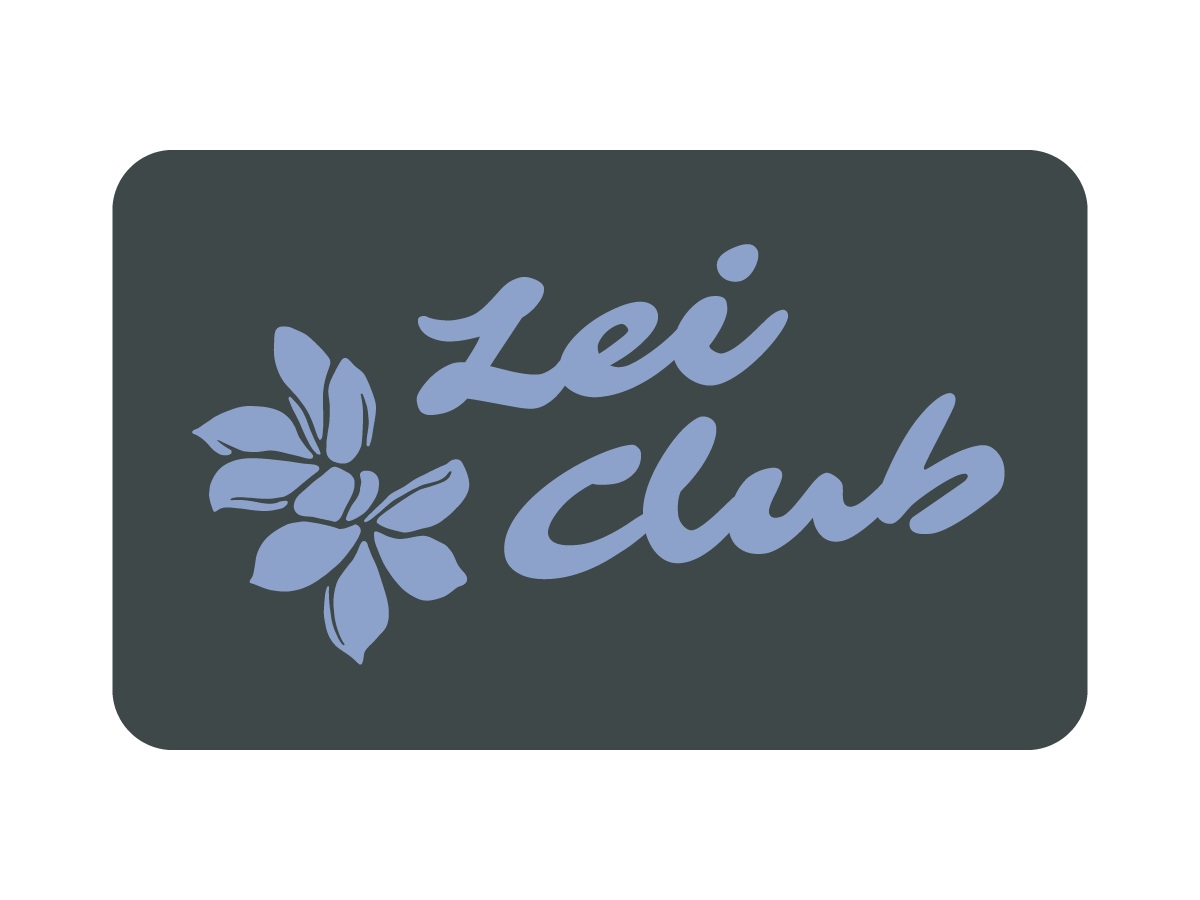 LEI CLUB MELIA OPEN PUA STICKER - LIGHT BLUE ON DARK BLUE